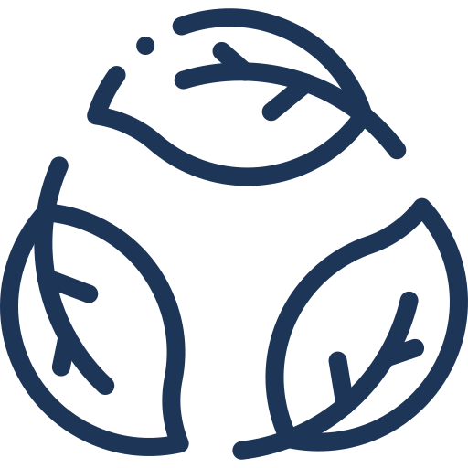 Three leaves forming a circle outline, representing recycling or sustainability.