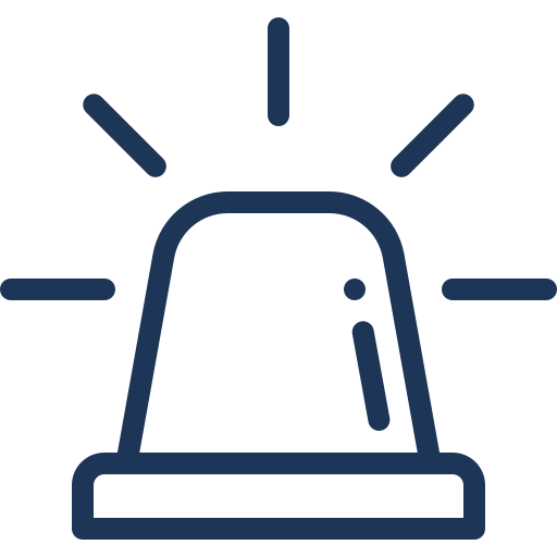 Simple line drawing of a flashing emergency alarm light.